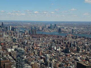 Fototapeta premium Aerial view of building in new york city from one world trade building.