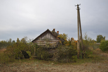 Fototapeta na wymiar Abandoned village of Chernobyl zone