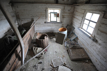 Inside house in abandoned village of Chernobyl zone