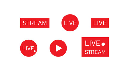Live video stream icon set. Online button logo symbol. TV show sign in vector flat
