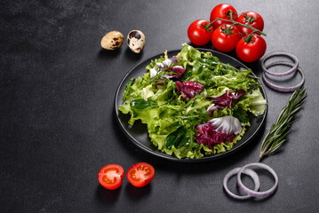 Fresh delicious vegitarian salad of chopped vegetables on a plate