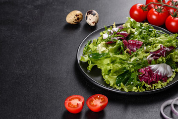 Fresh delicious vegitarian salad of chopped vegetables on a plate
