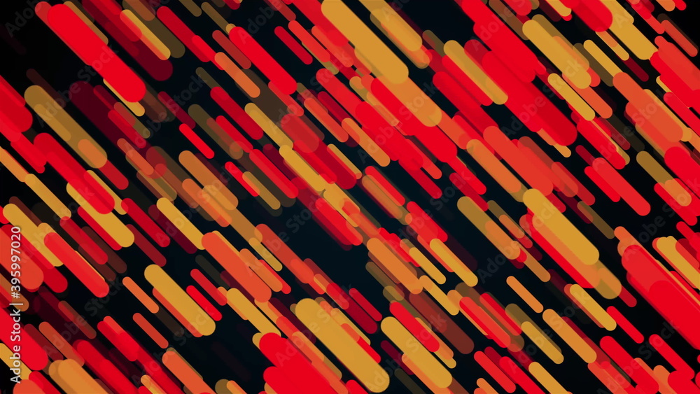 Poster oblique rain of glowing straight particles in the dark space, 3d rendering computer backdrop