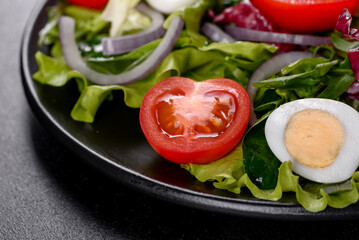 Fresh delicious vegitarian salad of chopped vegetables on a plate