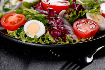 Fresh delicious vegitarian salad of chopped vegetables on a plate