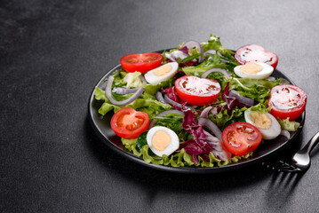 Fresh delicious vegitarian salad of chopped vegetables on a plate