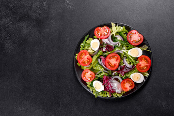 Fresh delicious vegitarian salad of chopped vegetables on a plate