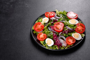 Fresh delicious vegitarian salad of chopped vegetables on a plate