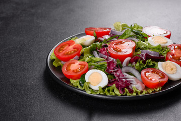 Fresh delicious vegitarian salad of chopped vegetables on a plate