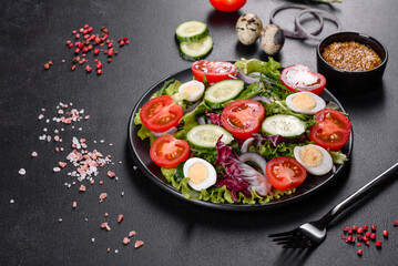 Fresh delicious vegitarian salad of chopped vegetables on a plate