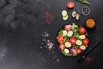Fresh delicious vegitarian salad of chopped vegetables on a plate