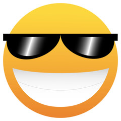 Emoticon with Sun Glasses. Smile icon. Isolated Vector Illustration on White Background