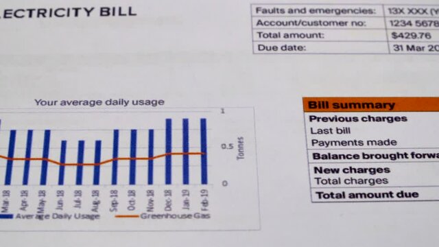 Communal payments. Electricity bill sheet close-up