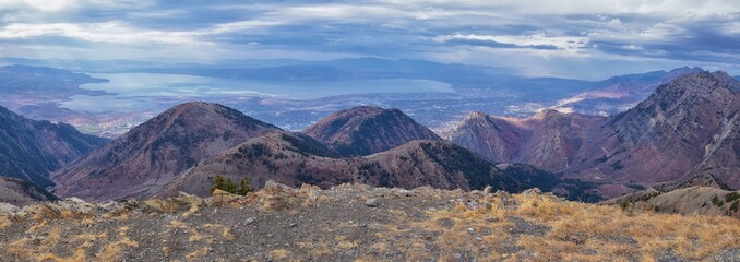 Provo Peak views from top mountain landscape scenes, by Provo, Slide Canyon, Slate Canyon and Rock...