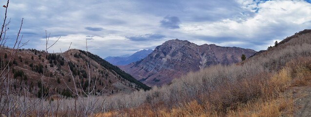 Provo Peak views from top mountain landscape scenes, by Provo, Slide Canyon, Slate Canyon and Rock...
