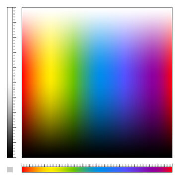 Color field with different saturation and rainbow colored gradient, spectrum of visible light, all colors of the rainbow from light to dark - square size vector illustration.
