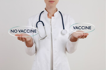 Vaccine or no vaccine choice. Covid-19 vaccination concept..
