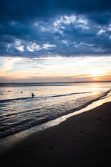 beautiful, mystical sunrise over the calm sea