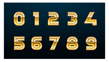 Golden bold numbers set vector illustration. Set of 3D Elegant Gold numbers. golden numbers 0-9 isolated on a black background