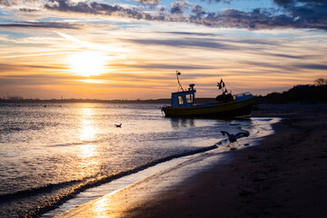 Fototapeta premium beautiful, mystical sunrise over the calm sea