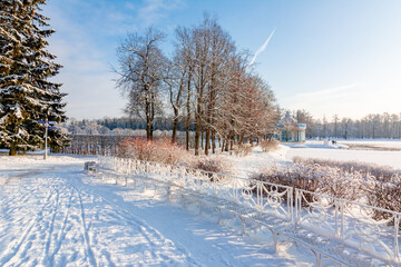 Catherine park in winter, Tsarskoe Selo (Pushkin), St. Petersburg, Russia