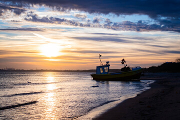 beautiful, mystical sunrise over the calm sea