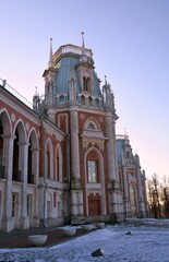 Fototapeta na wymiar View of the Grand Palace in Tsaritsyno park in Moscow. Popular landmark.