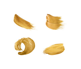 set of golden brushes vector illustration on white background