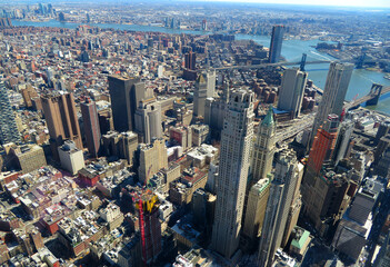 An aerial view of New York City Skyline