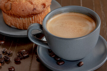 Cup of Coffee, Coffee Beans and muffin