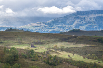 Beautiful autumn landscape over transylvania lands in apuseni mountain dumesti romania