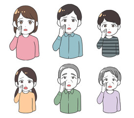 噂話をする家族　悲しみ