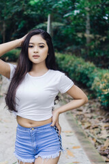 healthy lifestyle sports woman running on greening park