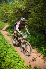 Fototapeta premium Mountain biker on a trail