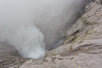 Kawah Bromo, Mount Bromo in Bromo Tengger Semeru National Park, is an active volcano and part of the Tengger massif, in East Java, Indonesia