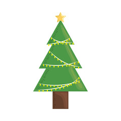 christmas tree golden star and lights decoration