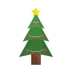 christmas tree with golden and red stars decoration ornament