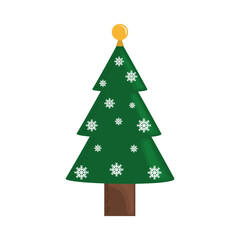 christmas tree with golden ball and snowflakes decoration season