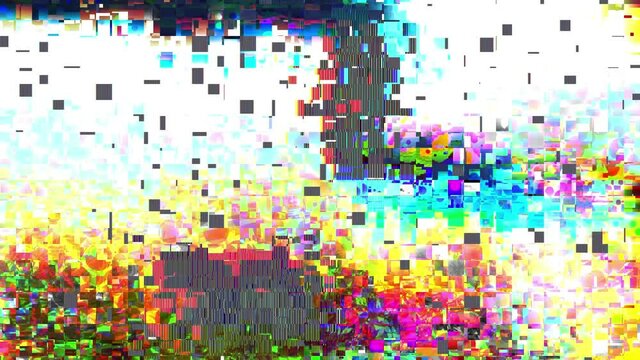Databending Overlay Animation. Broke screen with bad interference glitch color, no siginal TV	
