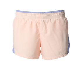 Pink women's shorts isolated on white. Sports clothing