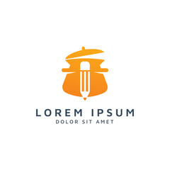 kitchen and pencil negative space logo design