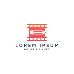 Obraz premium movie and pencil negative space logo design