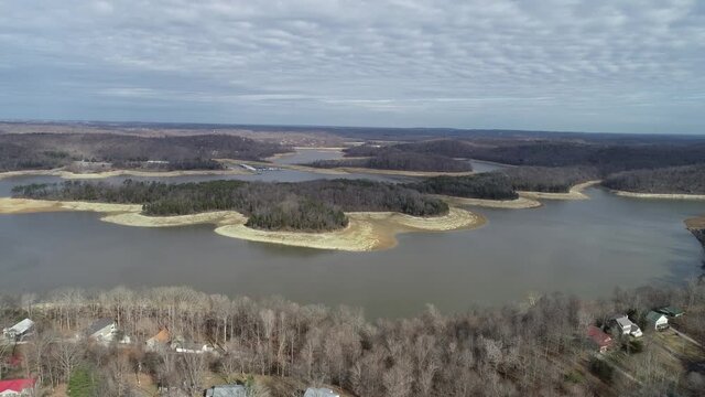 Winter Nolin Lake State Park Drone Aerial View Kentucky