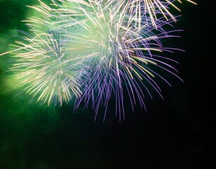 Colorful fireworks on black background