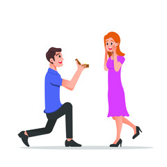 Man proposing to his girlfriend with a ring