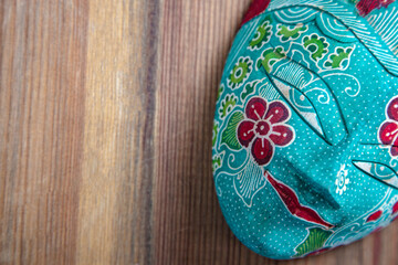 Traditional Asian Decorated Heritage Wooden Mask | Malaysian Painted Mask on wooden table