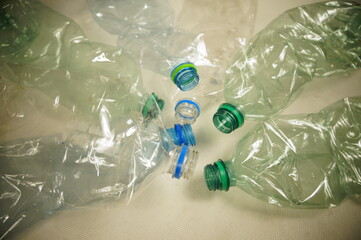 Plastic water bottles - segregation of used waste to raise environmental awareness.