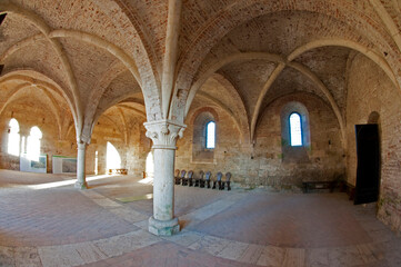 Abbey of Saint Galgano, a Cistercian Monastery near Chiusdino, Tuscany, Italy.
