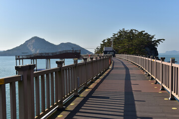 Obraz premium 한국의 아름다운 섬 전라북도 선유도의 풍경과 석양