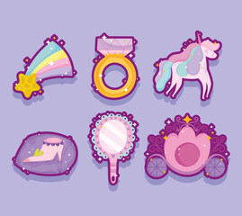 princess unicor ring star mirror shoe and carriage shadow icons